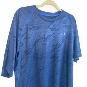 Under Armour Mens HeatGear Loose T-Shirt Top XL Navy Blue RARE Camo DESIGN VTG